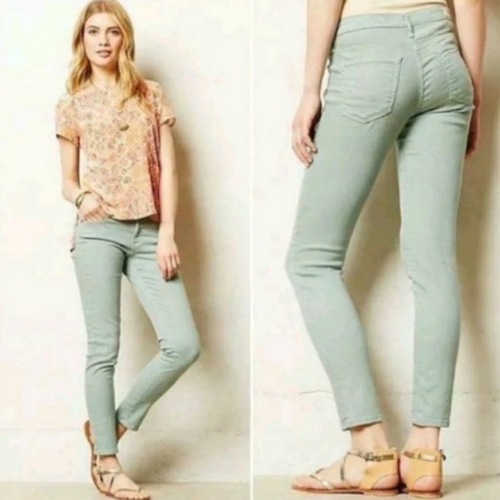 AG Adriano Goldschmied Anthropologie Mint Green Stevie Ankle Jean, Size 28 R